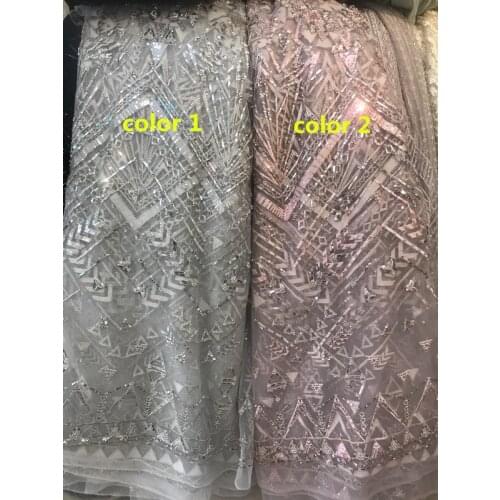 Latest African Lace Fabric Tulle Lace Fabric With sequins SYJ-328824 High Quality African Nigerian Wedding Fabric