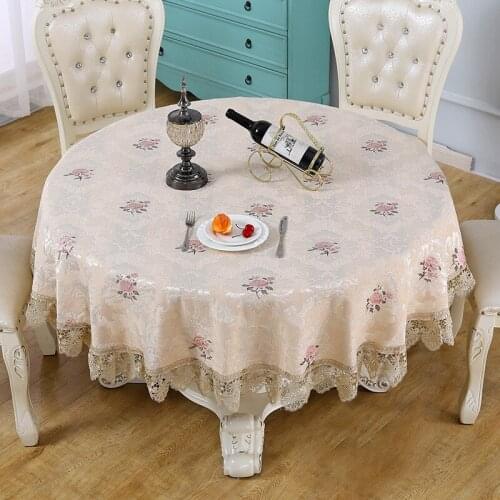 New Elegant embroidery Lace Round Tablecloth embroidery cover cloth waterproof and oil proof For Wedding Table Cloth Cover TV co