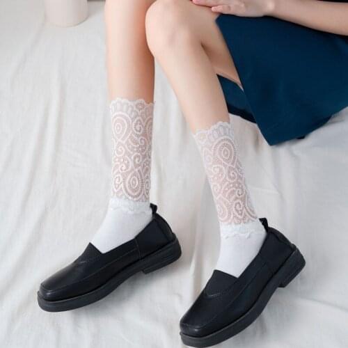 New Spring summer pile pile socks girl sweet lace socks Japanese Mesh Lace Retro JK socks