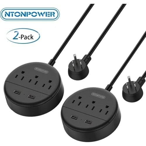 NTONPOWER Wall Mounted US Power Strip 2-Pack Mini Usb Socket Travel Charging Station With 3AC 2USB For Cruise Ships/Business Tri
