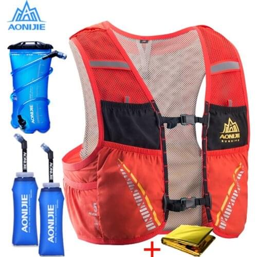 AONIJIE C933 5L Orange Trail Hydration Vest Backpack Hiking Cycling Camping Marathon Rucksack Bag Running Packs Bag Race Sports