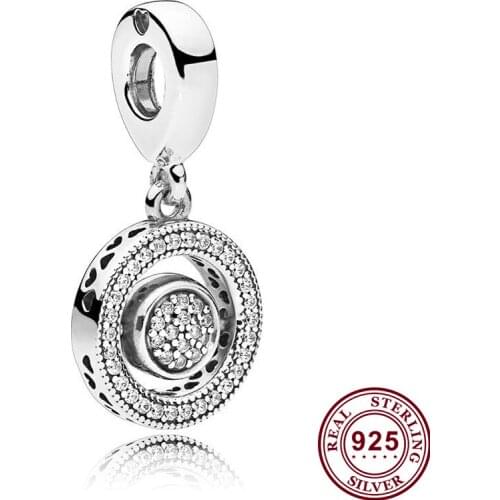 Original 925 Sterling Silver New Style Pendant With Crystal Revolving Heart Fit Pandora Women Bracelet & Necklace Diy Jewelry