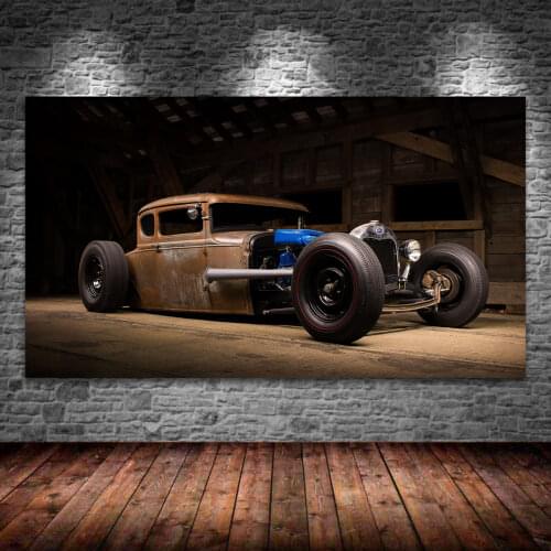 Supercar Posters Rusty Hot Rod Vintage Car Tuning Vehicle Wall Art Picture Canvas Painting Modern Prints Home Room Decorations