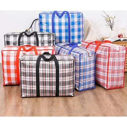 Simple Grid Style Quilt Clothes Storage Bag Students Dormitory Moving Package Luggage Bags Quality Waterproof Handbag Organizers