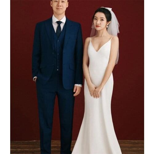 Simple Mermaid Wedding Dresses Sexy Backless Spaghetti Straps Sleeveless Boho Bridal Gowns Beach Bride Dress Robe De Mariee 2021