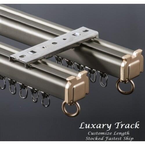 Luxury Curtain Track Single or Double Aluminium Rail (Thickness 1.2mm) Customize Length Free Shipping