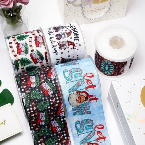 Christmas Ribbon DIY Handmade Materials Printed Grosgrain Gibbon 50 Yard Per Size 47991