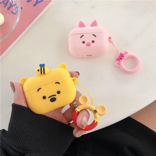 Disney Cartoon Silicone Earphone Case Suitable for Airpods 1/2 Creative Anime Figures Pooh Bear Bluetooth Headset Accessories