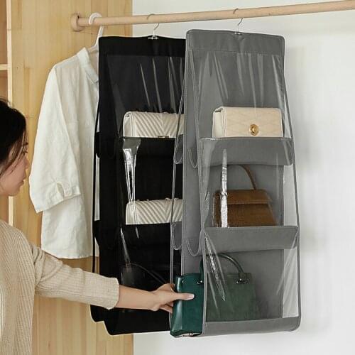 6 Pockets Home Closet Storage Bag Open Bag For Clothing Bags Hanging Handbag Organizer Storage Holder