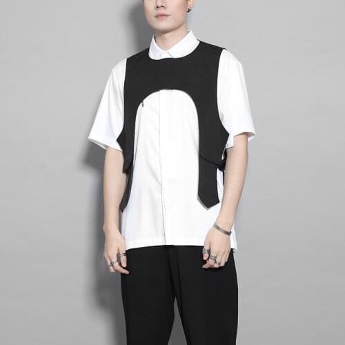 Dark Summer High Street personalized ribbon stitching motorcycle windbreaker vest men