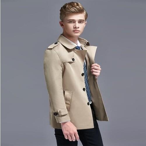 Mens trench coats man England Single-breasted coat men clothes slim fit short overcoat long sleeve 2020 new designer spring