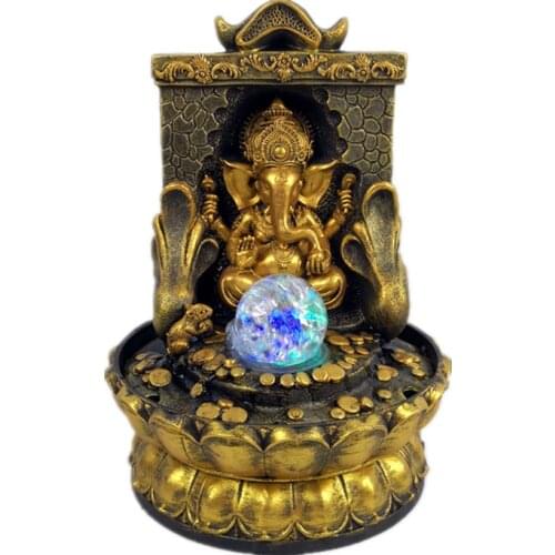 Elephant God Ganesha Lucky Water Fountains Ornaments Good Fortune Feng Shui Craft Gifts Indoor Desktop Fountain Air Humidifier