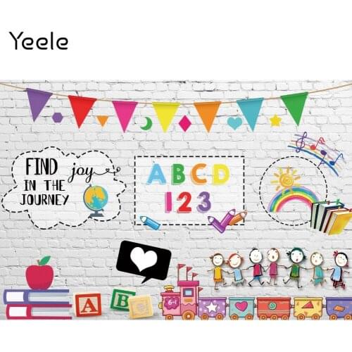 Yeele Photocall Campus Graffiti Backgrounds White Brick Wall Graduation Party Decor Portrait Baby Photo Studio Backdrop Props