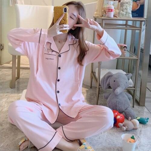 Women Pregnancy Pajamas Maternity Long Sleeve Cotton Sleepwear Pregnant Nursing Clothes Sets Pregnancy Nightgown Drop shipping