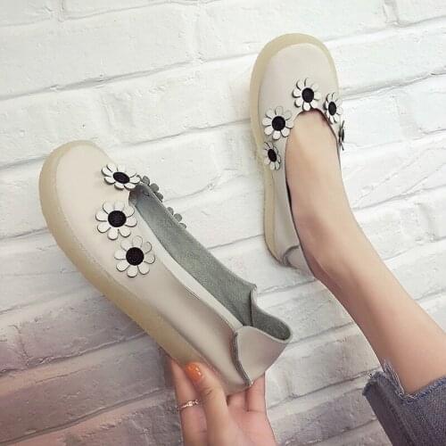 Spring And Autumn Zapatillas Mujer Essential Flat Shoes Women Casual Fashion Comfortable Round Head Solid Color Applique W33-09