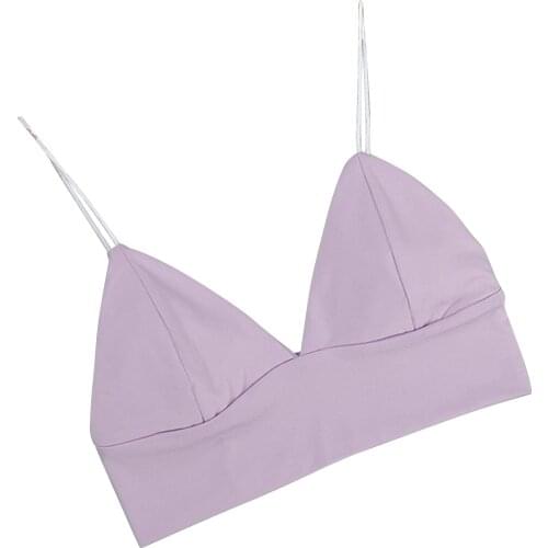 2019 Summer Women Casual Satin Strap Vests Cami Wrap Chest Crop Top Underwear Padded Bra