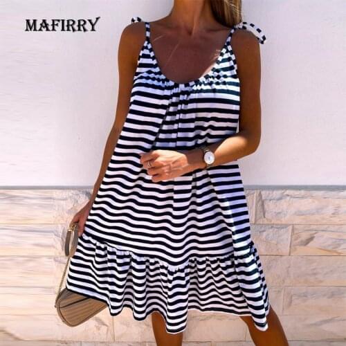 Women Striped Print Camisole Patchwork Dress Round Neck Sexy Off Shoulder Beach Dress Summer Female Sleeveless Backless Dress