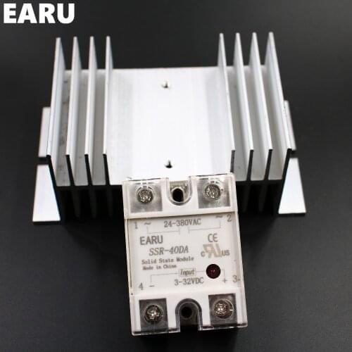 1 pc SSR-40DA Solid State Relay Module SSR-40 DA 40A Hot Sale Quality + 1 pc M / W type Heatsink Aluminum Radiator Combination