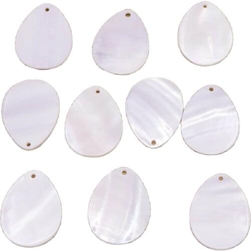 10 PCS 20mmX30mm Teardrop Shell Natural White Mother of Pearl Jewelry Making DIY