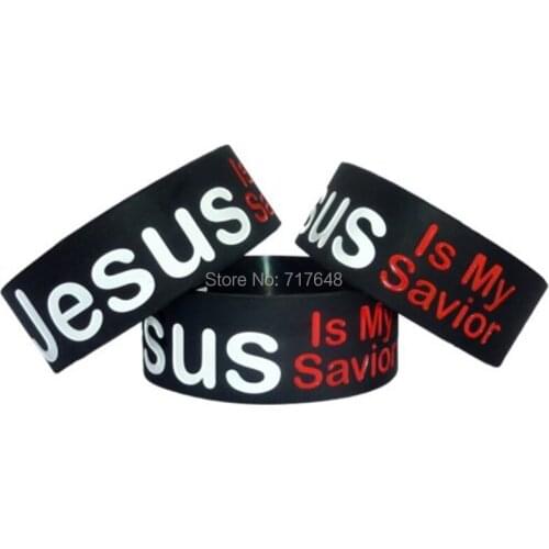 200pcs jesus is my savior wristband silicone bracelets rubber cuff wrist bands bangle free shipping by FEDEX