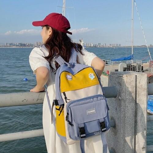 2021 Winter Women Backpak Contrast Color School Bag For Girls Large Capacity Backpacks With Many Pockets Schoolbags Knapsack