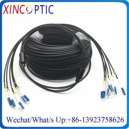 250M,6Fiber Singlemode 9/125 G657A 250Mts LC/ST/FC/SC 6Core LSZH/TPU 4.5mm Black CRIP 6C 6F Armored Fiber Optic Patch Cord Cable