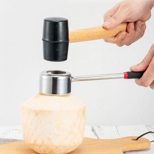 3Pcs/Set Stainless Steel Coconut Shell Opener Puncher Handheld Hammer Cutter Lightweight 430 Stainless Steel Coconut Opener Set
