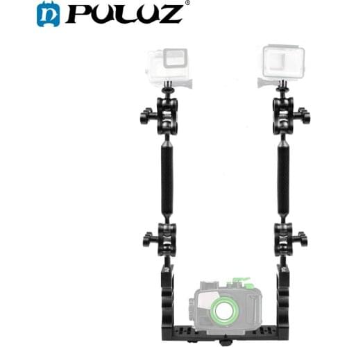 PULUZ Dual Handle Aluminium Tray Stabilizer & 4 xDual Ball diving Clamp & 2 x7 inch Underwater Floating Arm&2 xBall Head Adapter