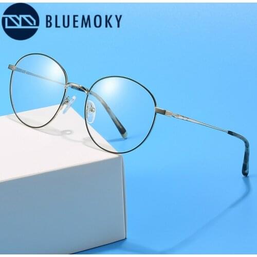 BLUEMOKY Ultralight Titanium Glasses Frame For Women Vintage Round Eyewear Myopia Optical Prescription Eyeglasses Frames