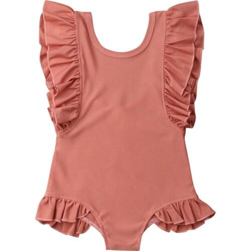 Toddler Baby Girl One Piece Swimsuit Summer Children Kids Swimwear Outfit Ruffles Bathing Suit Swimming Costume Beachwear