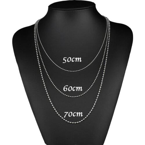 10pcs 316L Stainless Steel 2.0 2.4MM Round Ball Beaded Chain 40 45 50 55 60cm Bulk Necklace Chain for DIY Jewelry Making Crafts