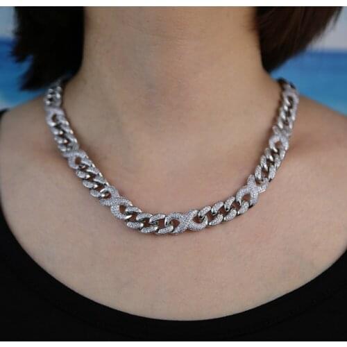 High quality iced out bling 5A cubic zirconia cz paved 41cm big heavy infinity chain necklace hiphop women men jewelry