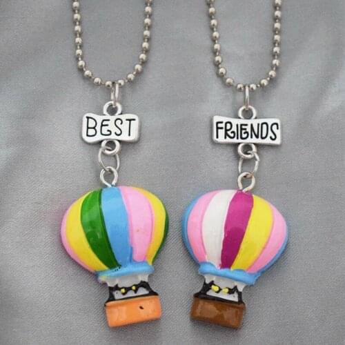 Children Best Friend Necklace Resin Simulation Hot Air Balloon Pendant BFF 2 Necklace Jewelry Gifts For Kids 2PCS/Set