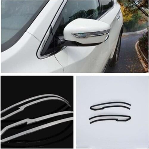 For Nissan X-Trail 2014-2017 Qashqai 2016 Murano 2015 Chrome ABS Car Rearview Mirror Cover Light Frame Trim Car Styling Sticker