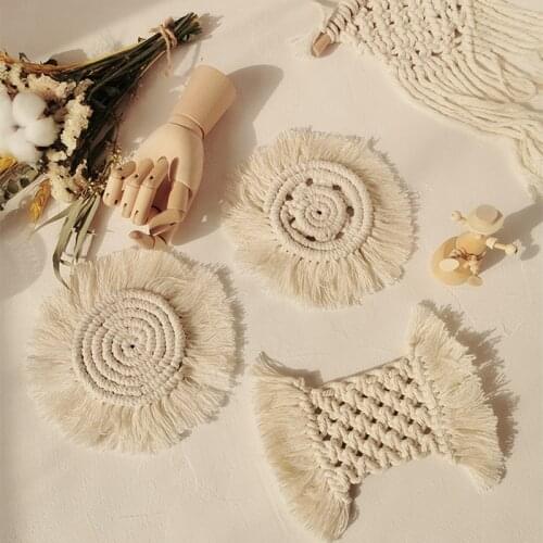 Home Creative Cotton Braid Coaster Handmade Macrame Cup Cushion Bohemia Style Non-slip Cup Mat Coffee Cup Coaster