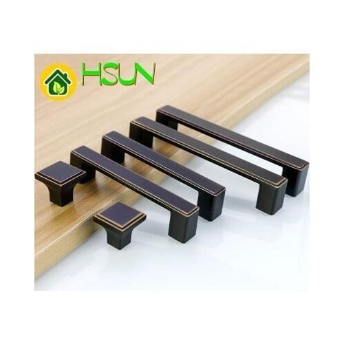 European Simplicity Cupboard Wardrobe Drawer Handle Black Bronze Zinc Alloy Hardware Furniture Parts Chinese Handle Pull Knob