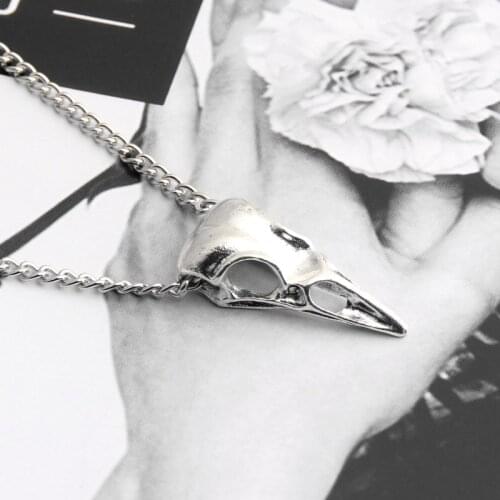 Gothic Dark Style Bird Beak Pendant Necklace Halloween Skull Necklaces Punk Goth Jewellery For Women Men Rock Metal DIY Handmade