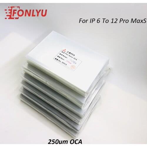 50pc 250um 4.7 5.4 5.5 5.8 6.1 6.5 6.7 inch OCA Glue Film Optical Clear Adhesive For iPhone Crakced Glass Repair