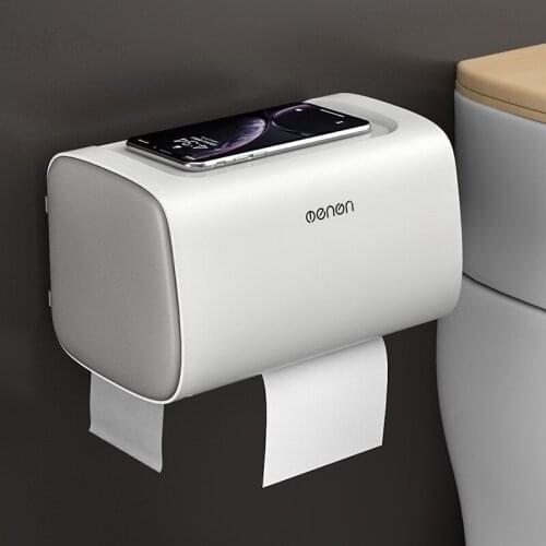Tissue Box Waterproof Wall Mount Toilet Paper Holder Adjustable Double Layer Shelf Bathroom Tissue Box Roll Paper Storage Box