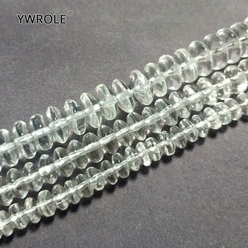Natural Wheel Shape Clear White Crystal Stone Round Loose Beads For Jewelry Making DIY Bracelet Necklace 4*6/5*8/6*9 mm 15.5