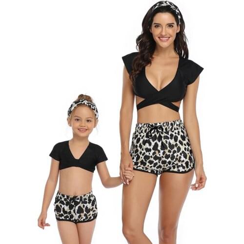 3 Piece High Waist Parent-child Swimwear Women Sexy Mother Daughter Swimsuit Girls Family Matching Outfits Bathing Suit Bikini