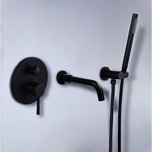 Brass Bathroom Bathtub Mixer Tap Hot and Cold Bath Shower Faucets Wall Mounted Black Bathtub Shower Faucet Set Bathtub Faucet