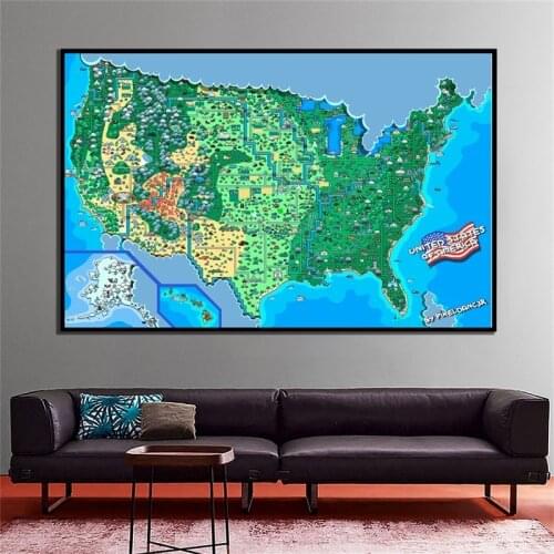 United States World Map Small Wallpapers Map 59*42cm Retro Poster Painting Wall Art Decoration Education Office Supplies