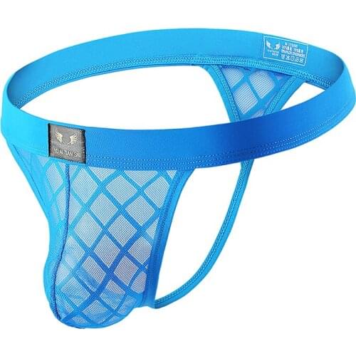 Mens Underwear Jockstrap Briefs Cueca Male Panties G String and Thongs Gay Underwear Jocks Mesh Sexy Men Underwear Grid Penis