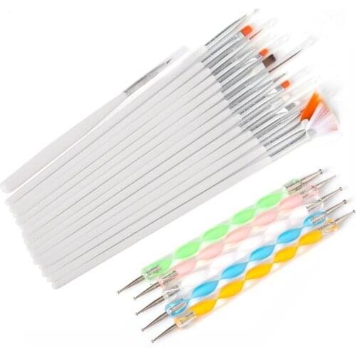 50sets of 20pcs Nail Art Design combination set Manicure Tools 15pcs Nail Art Brush Pen + 5pcs Acrylic Dotting Pen Marbleizing