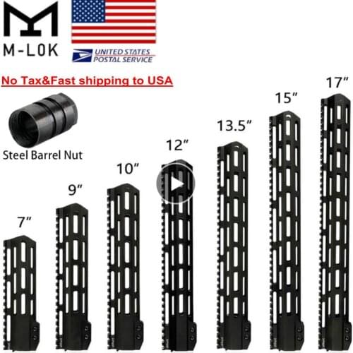 SHIP FROM USA Handguard Picatinny Rail 7" 9" 10" 12" 13.5" 15" 17" AR15 Free Float M-LOK Slim Style with Steel Barrel Nut ohhunt