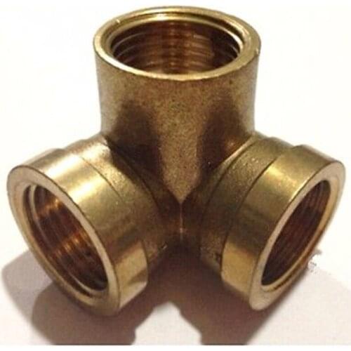 Wall Corner 3 Ways Brass Pipe fitting Connector 1/2" BSP Equal Female Thread for water pipe