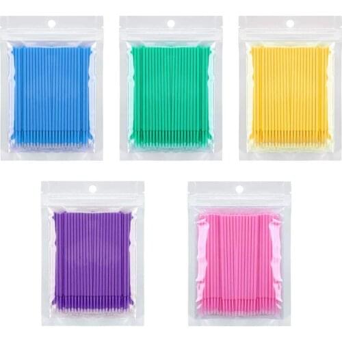 2019 New 100Pcs/Pack Disposable Plastic Makeup Brushes Eyelash Swab Micro brushes Eyelash Extension Lint Free Tool Applicators