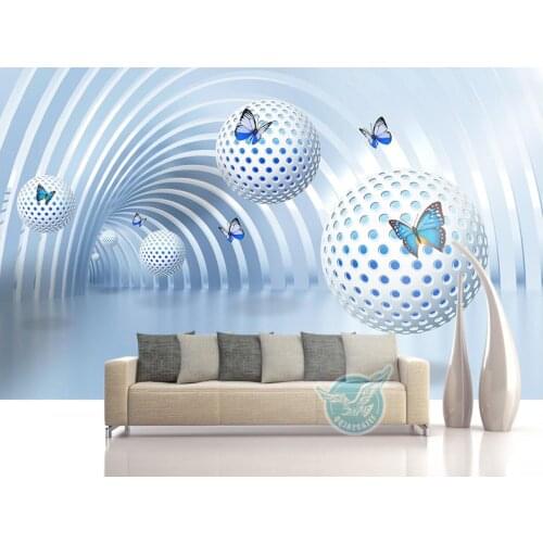 2021 latest super visual impact 3d stereo sphere butterfly architectural space modern technology full of TV background wall