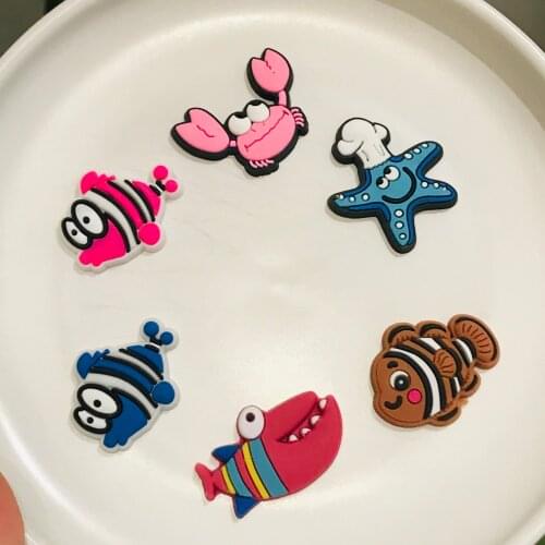 Wholesale 100PCS Mix Fish Crab PVC Craft Flat Back DIY Headwear Decoration Rings Charms Embellishment Scrapbooks